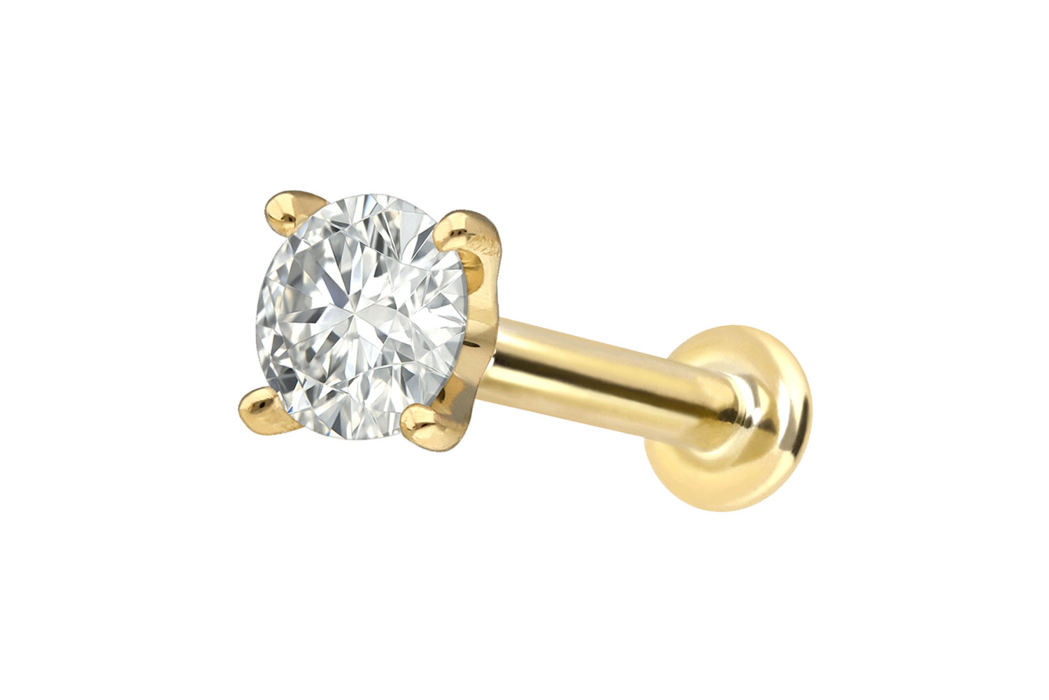 18 Karat Gold Labret Piercing mit Innengewinde DIAMANT